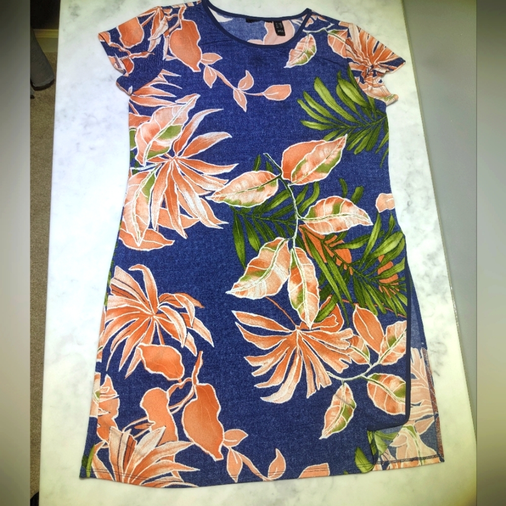 Tropical Dress / Side Split Hem Dress